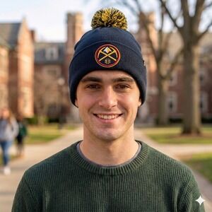 Zephyr Denver Nuggets Beanie Mens OS Navy Blue NEW NBA Pom Pom Knit Hat